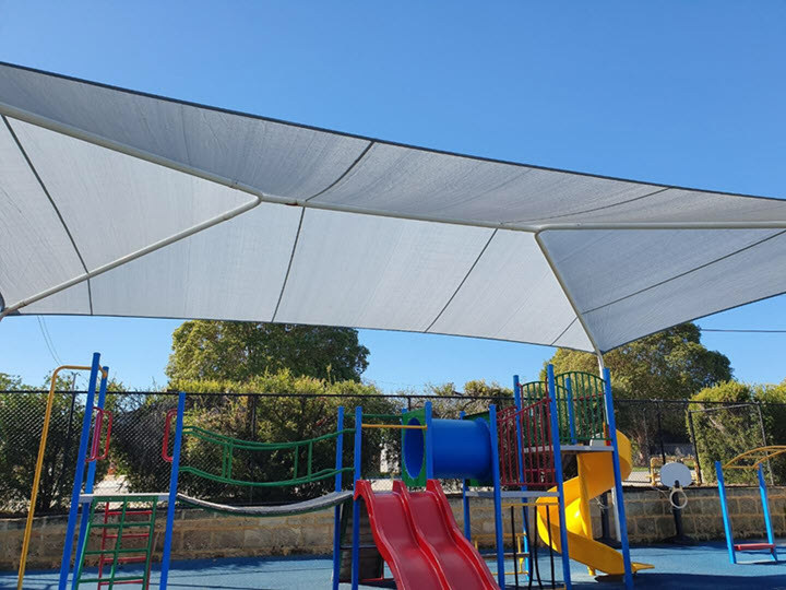 Gale Pacific commercial dualshade 350 over playground