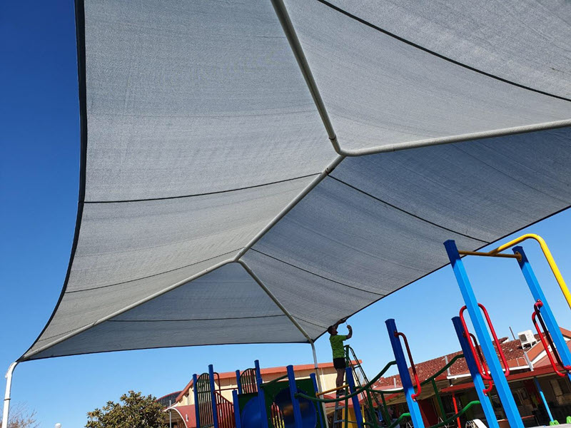 Shade sail manufactured with Dual Shade material.