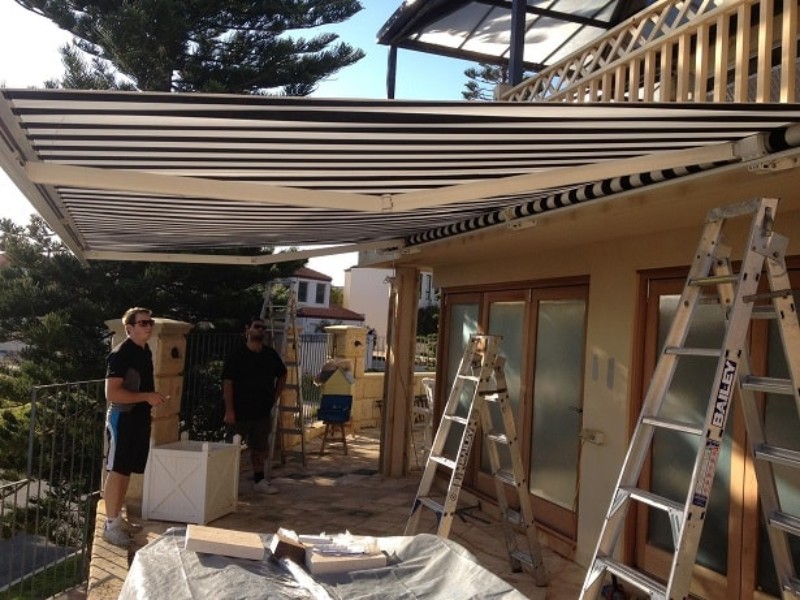 Commercial retractable awning.