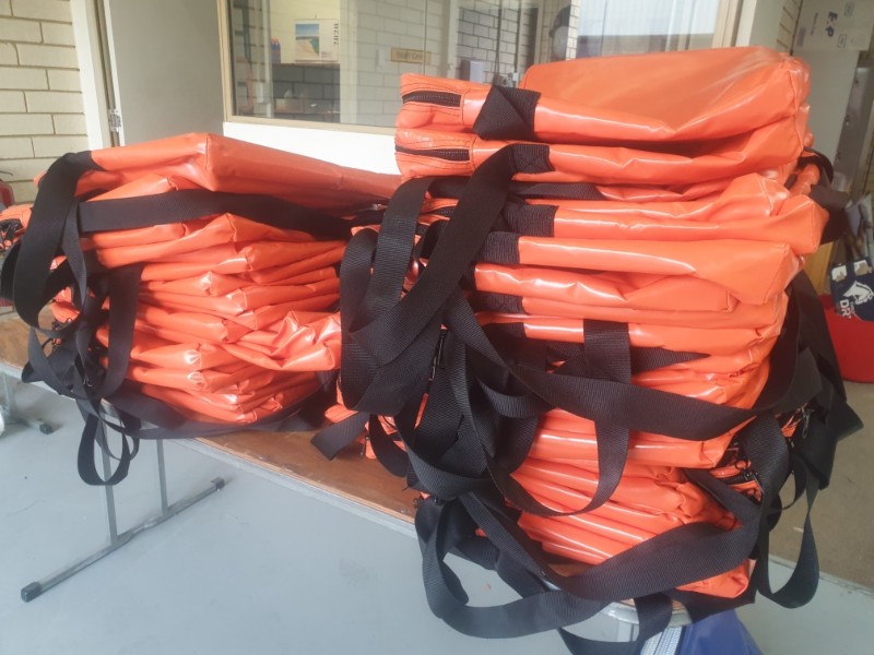 Orange PVC mining tool bags for Western Australia.