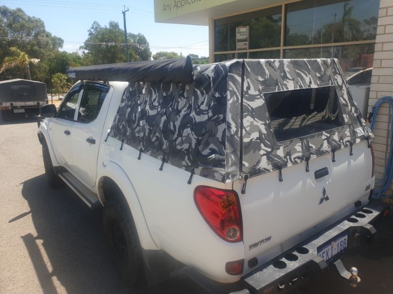 Urban camo canvas ute canopy made in Perth, Western Australia.